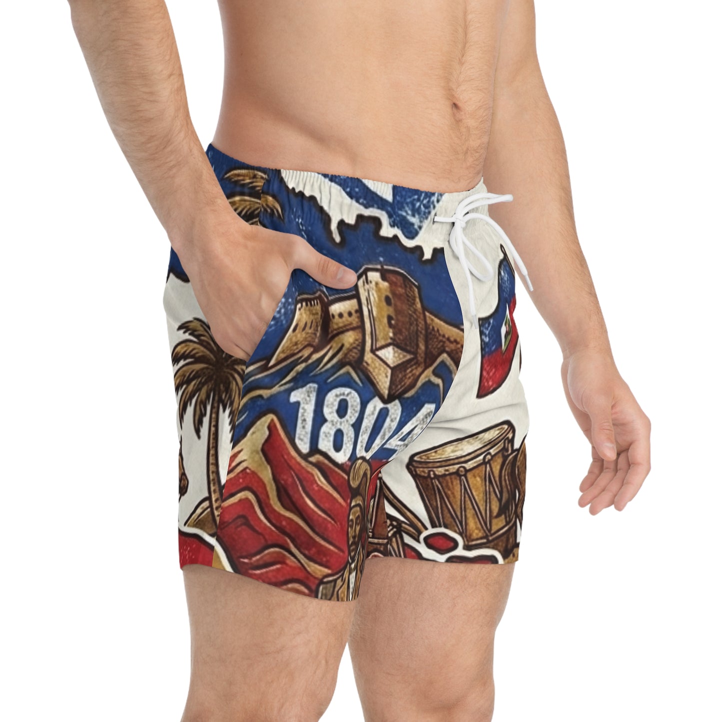Haiti Flag 1804 Heritage All-Over Print Swim Trunks
