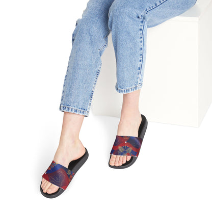 Haitian Flag Floral Tie-Dye Slide Sandals — Women's Removable-Strap Slides