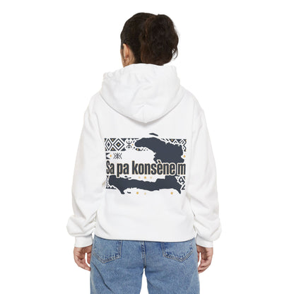 Haitian Phrase Hoodie — "Poze w dousman" with Map & "Sa pa konsène m" Graphic