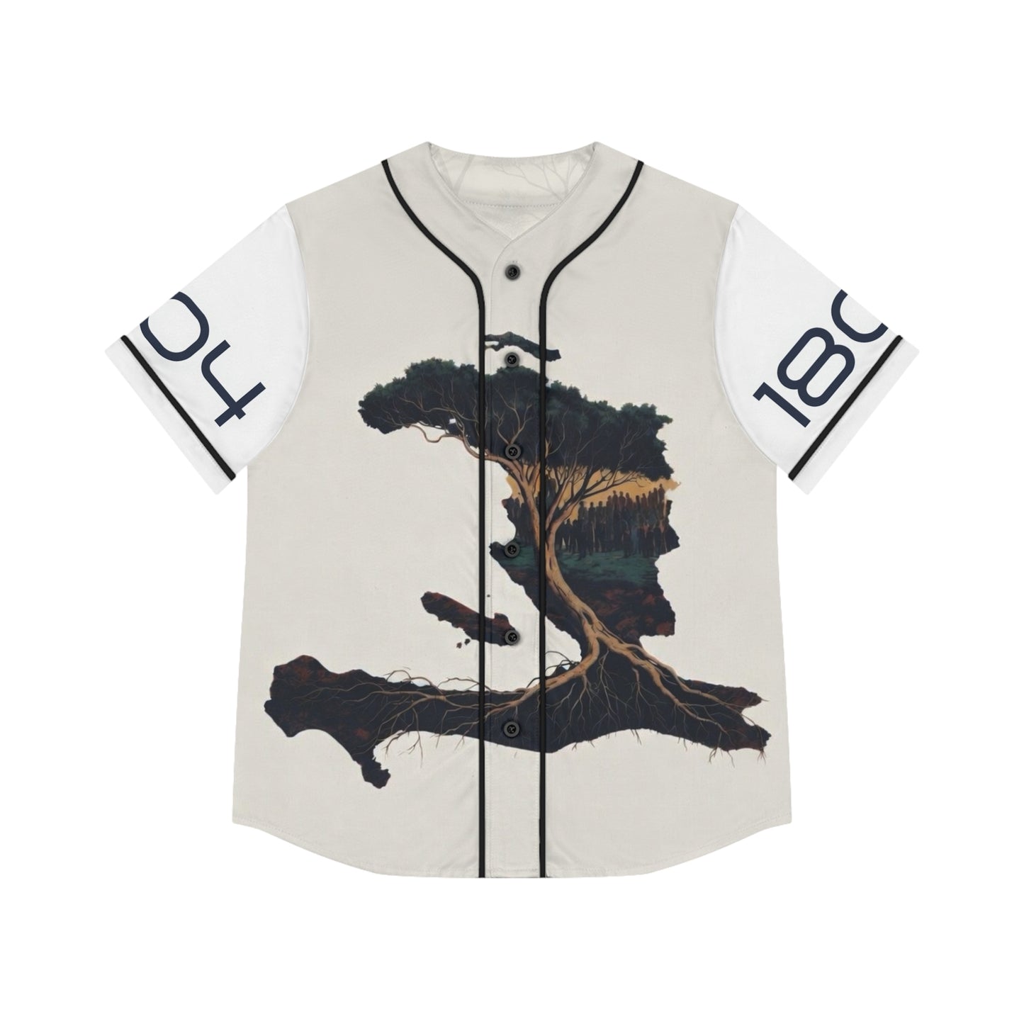 Women's Baseball Jersey — Rustic Tree Graphic "RASN MWEN" Streetwear