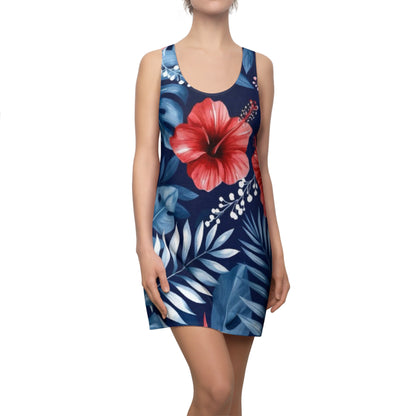Tropical Hibiscus Racerback Dress – Navy Floral AOP