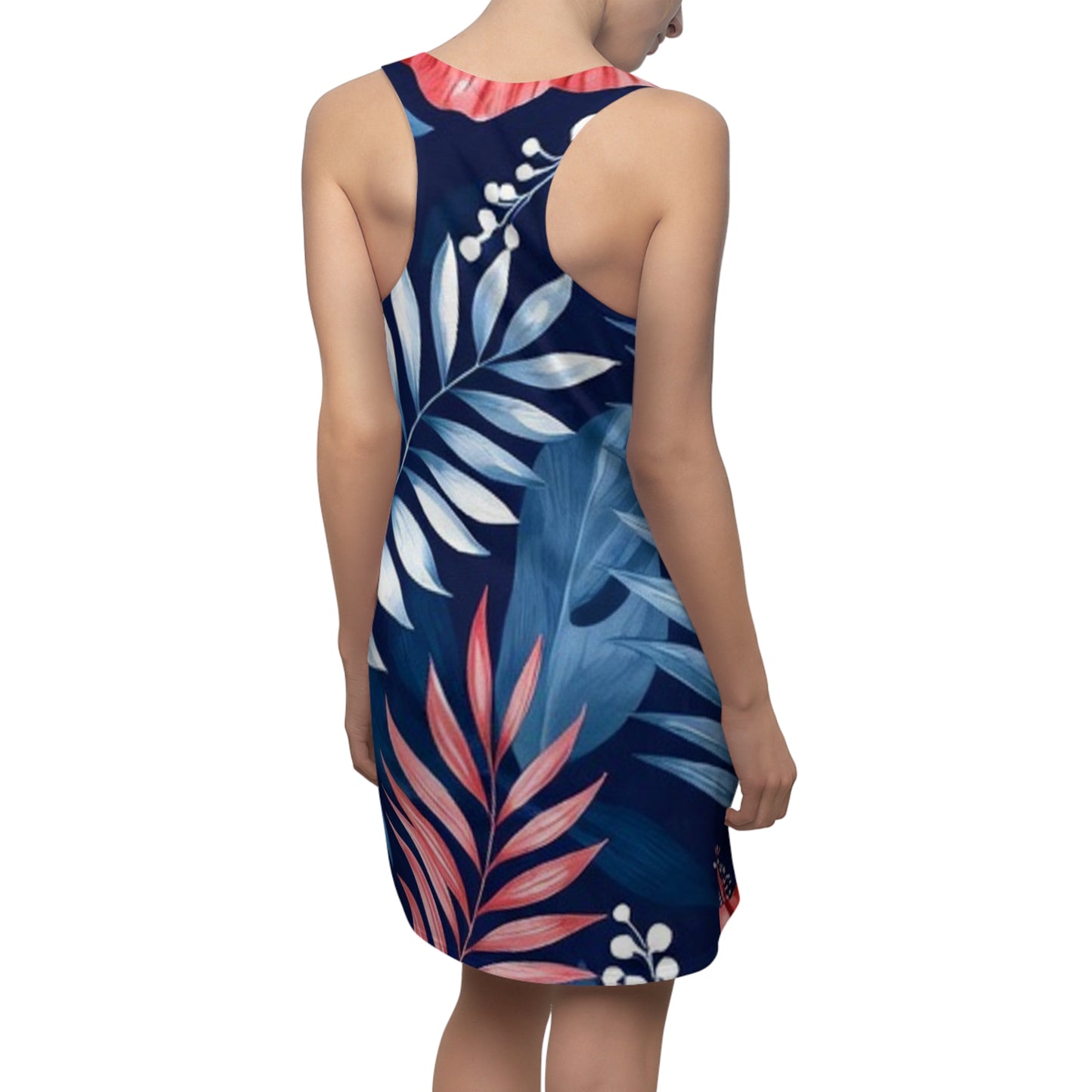 Tropical Hibiscus Racerback Dress – Navy Floral AOP