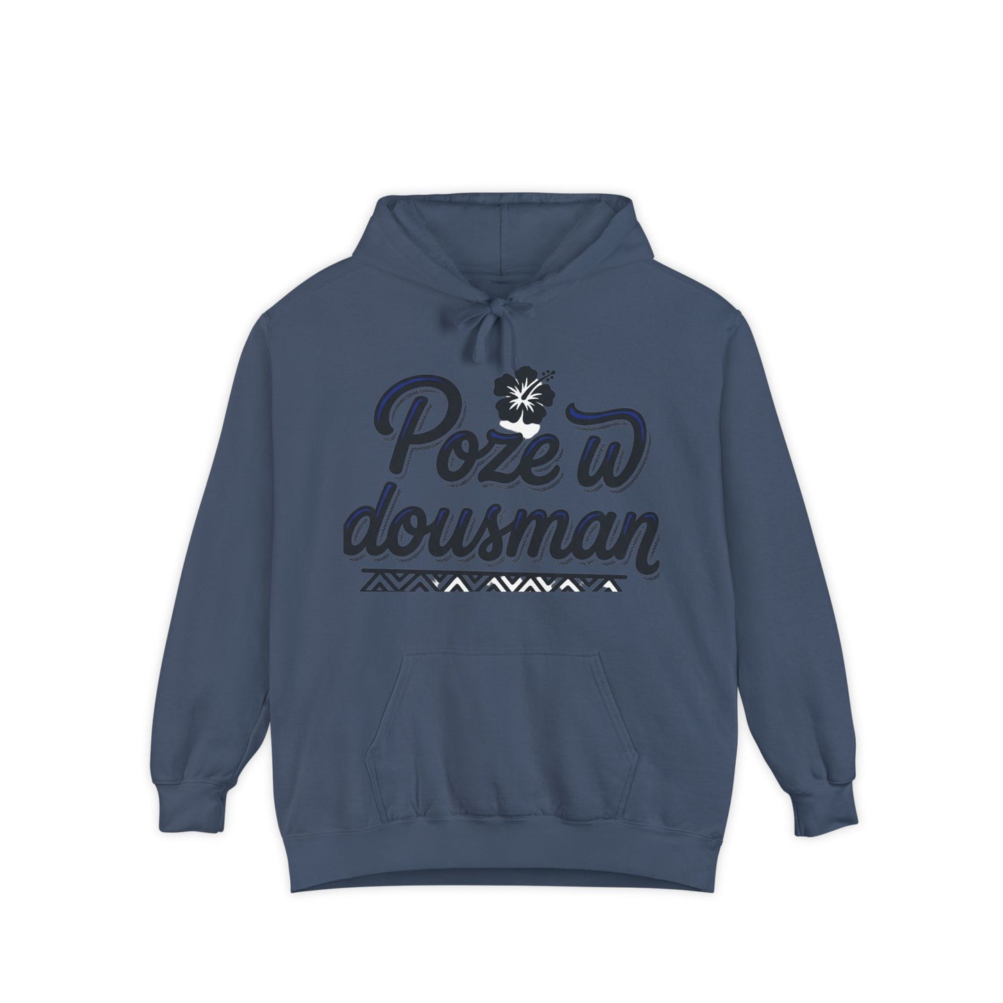 Haitian Phrase Hoodie — "Poze w dousman" with Map & "Sa pa konsène m" Graphic