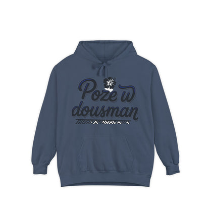 Haitian Phrase Hoodie — "Poze w dousman" with Map & "Sa pa konsène m" Graphic