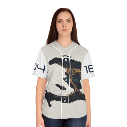 Women's Baseball Jersey — Rustic Tree Graphic "RASN MWEN" Streetwear