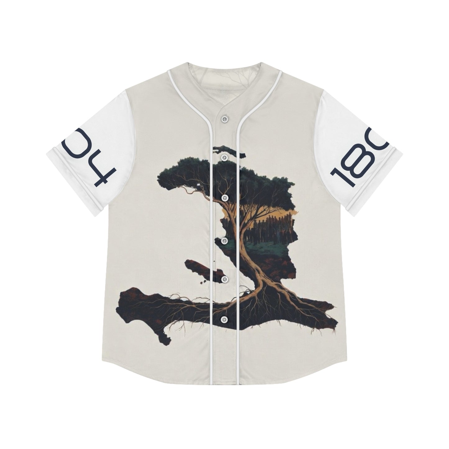 Women's Baseball Jersey — Rustic Tree Graphic "RASN MWEN" Streetwear