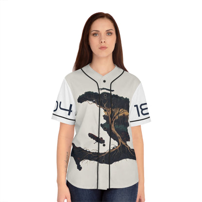 Women's Baseball Jersey — Rustic Tree Graphic "RASN MWEN" Streetwear