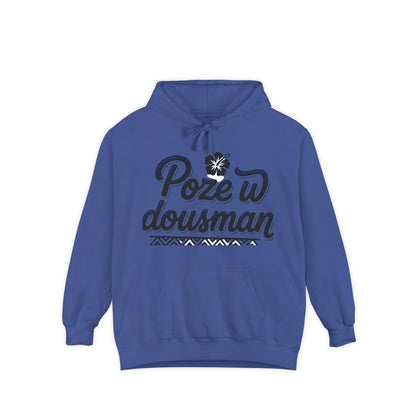 Haitian Phrase Hoodie — "Poze w dousman" with Map & "Sa pa konsène m" Graphic