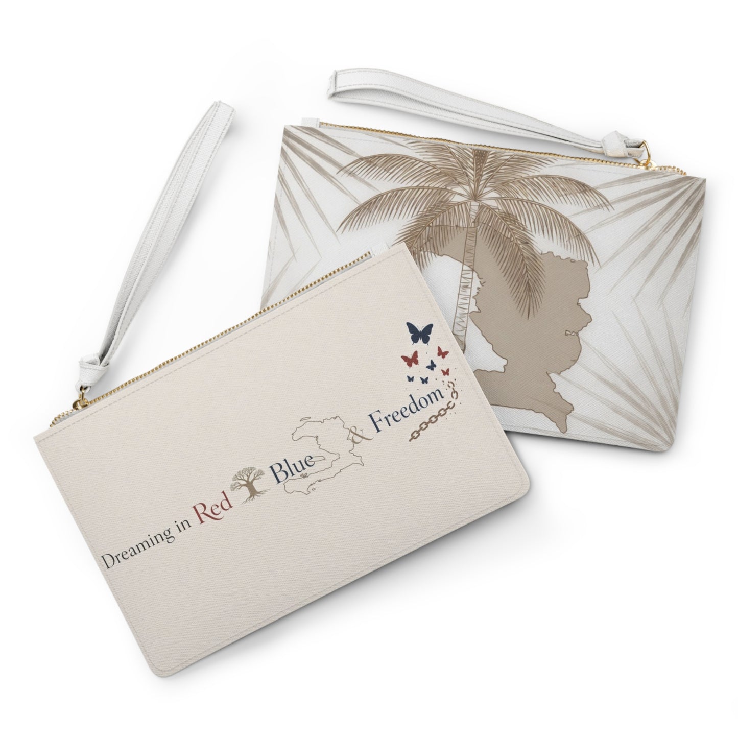 Haiti Map Clutch Bag — Dreaming in Red Blue Freedom Design