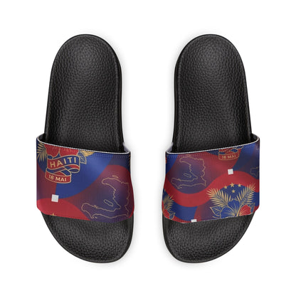 Haitian Flag Floral Tie-Dye Slide Sandals — Women's Removable-Strap Slides