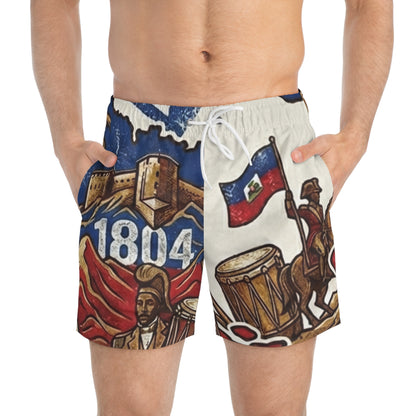 Haiti Flag 1804 Heritage All-Over Print Swim Trunks