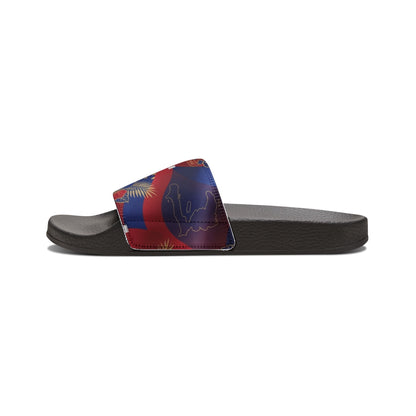 Haitian Flag Floral Tie-Dye Slide Sandals — Women's Removable-Strap Slides