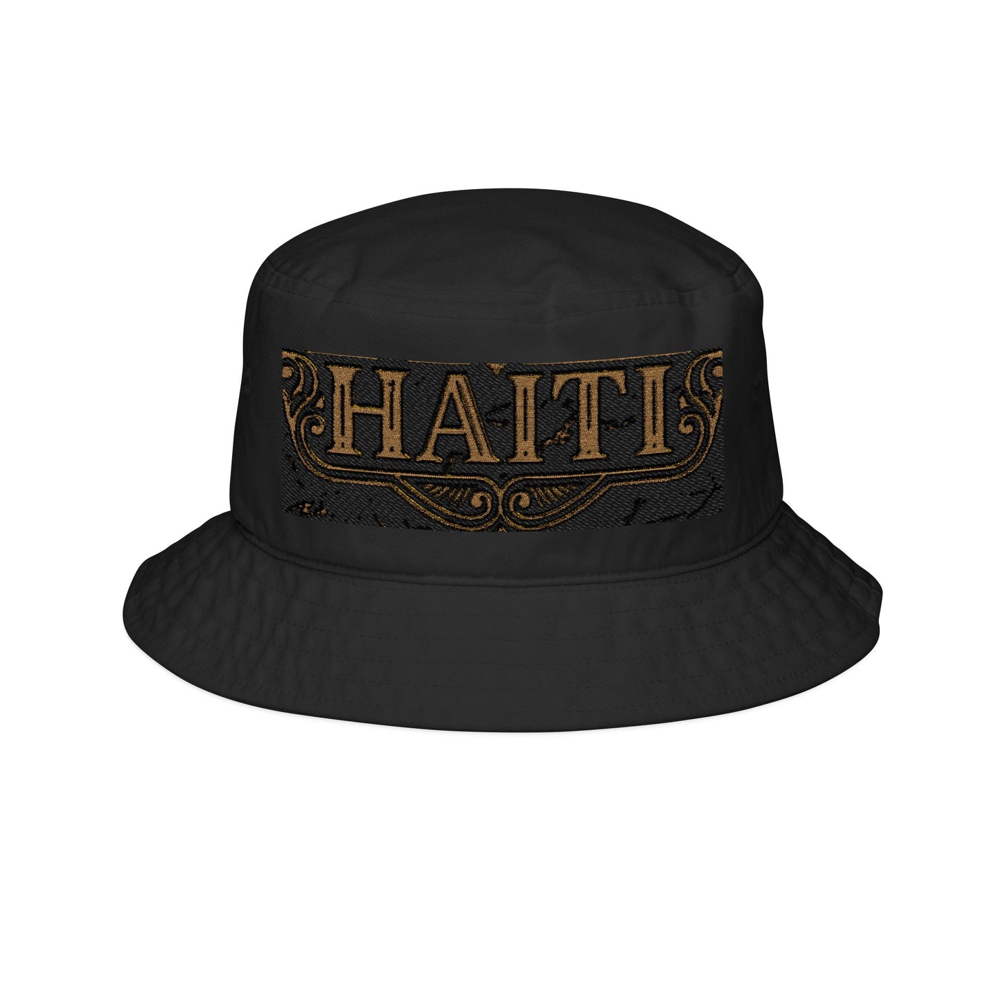 Haiti Embroidered Bucket Hat — Vintage Gold Script